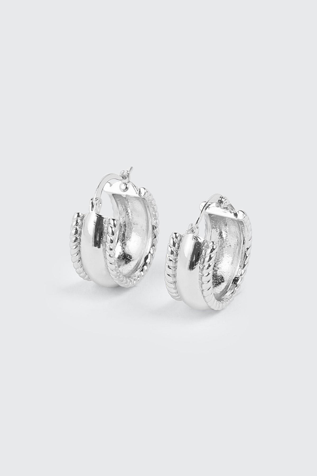 14K White Gold Plated Hoop Earrings