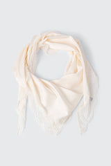 Triangular Satin Scarf with Lace Trim