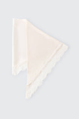 Triangular Satin Scarf with Lace Trim