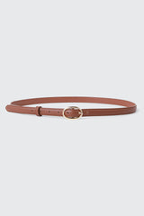 Slim Oval Buckle Faux Leather Belt
