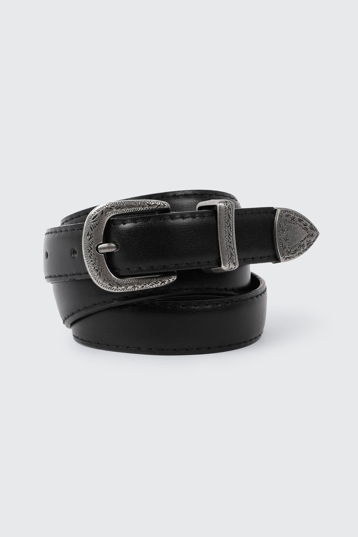 Western Buckle Faux Leather Belt