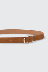 Thin Rounded Buckle Faux Leather Belt