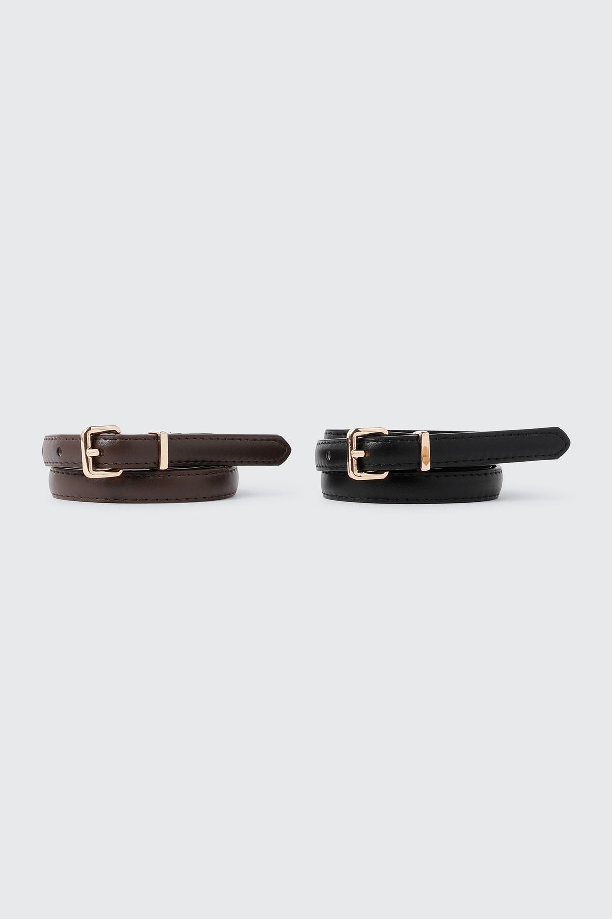 2-Pack Skinny Faux Leather Belts