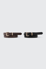 2-Pack Skinny Faux Leather Belts
