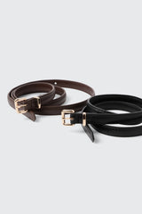 2-Pack Skinny Faux Leather Belts