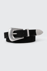 Faux Suede Belt with Metal Tip