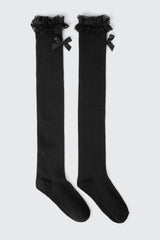 Lace Trim Bow Over the Knee Socks