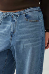 Low Rise Drawstring Wide Leg Jeans