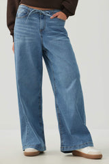 Low Rise Drawstring Wide Leg Jeans