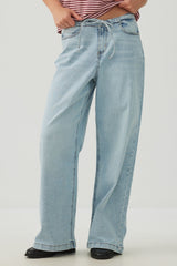 Low Rise Drawstring Wide Leg Jeans