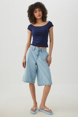 Off Shoulder Rib Crop Top