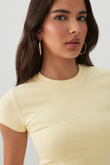 Cropped Ribbed Crew Neck T-Shirt