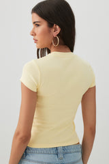 Cropped Ribbed Crew Neck T-Shirt