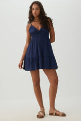Textured Knit Babydoll Dress