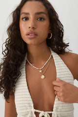 Textured Knit Tie Front Halter Tank Top
