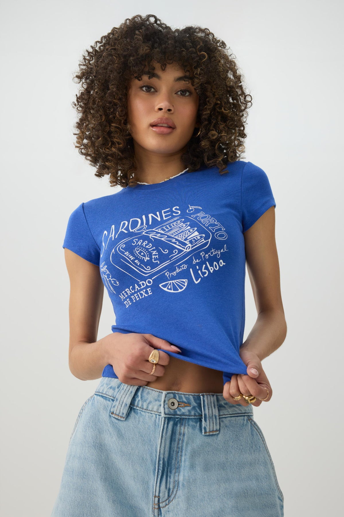 Printed Rib Crop T-Shirt