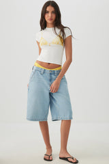 Printed Rib Crop T-Shirt