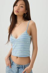 Lace Trim Striped Tank Top