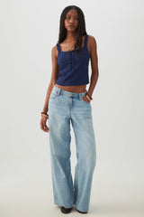 Textured Square Neck Tank Top