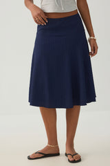 Striped Texture Midi Skirt