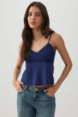 Lace Trim Cropped Tank Top