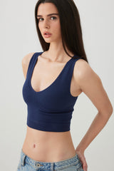 Cropped Rib Seamless Tank Top