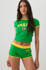 Dolphin Knit Shorts with Contrast Piping