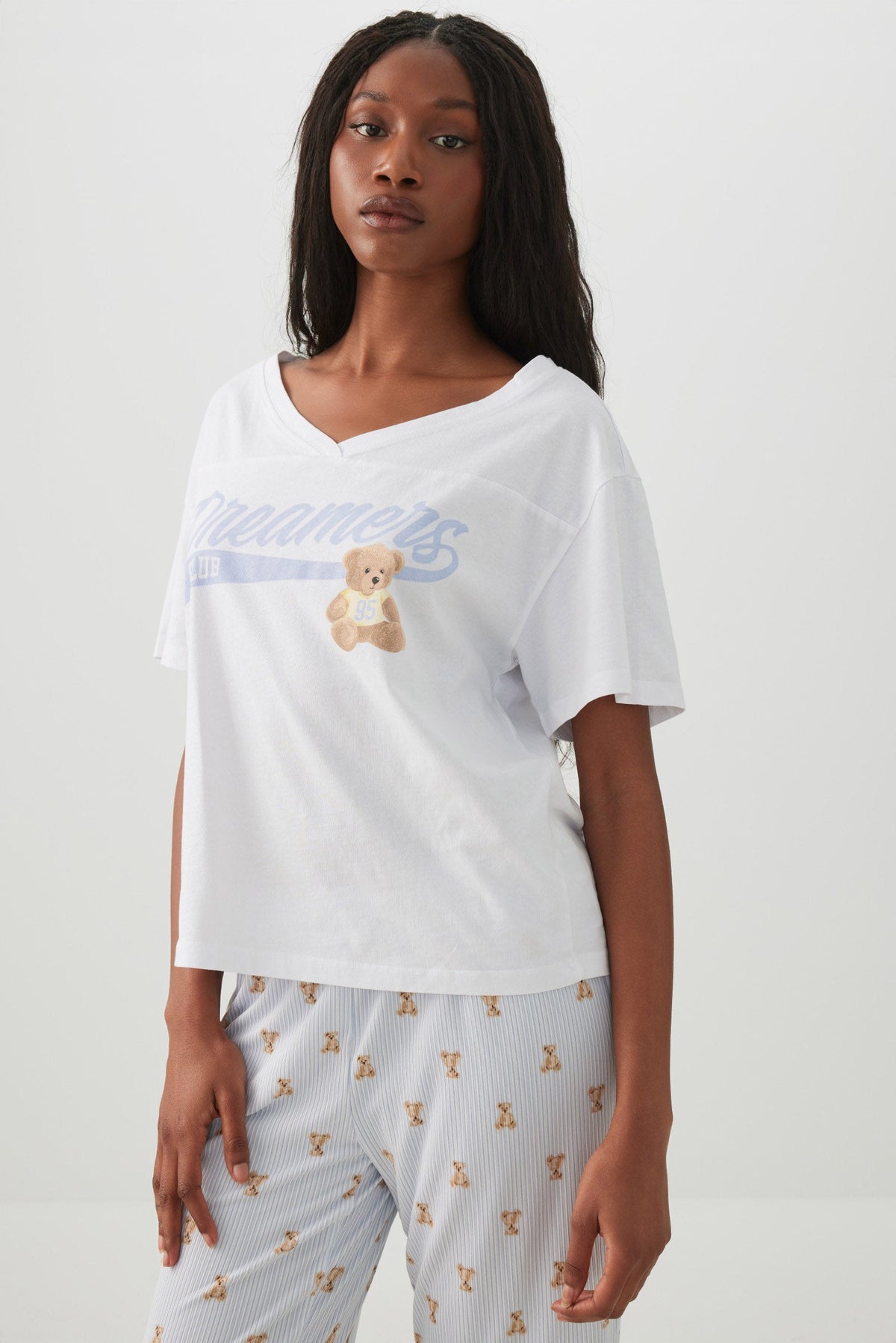 Oversized V-Neck PJ T-Shirt