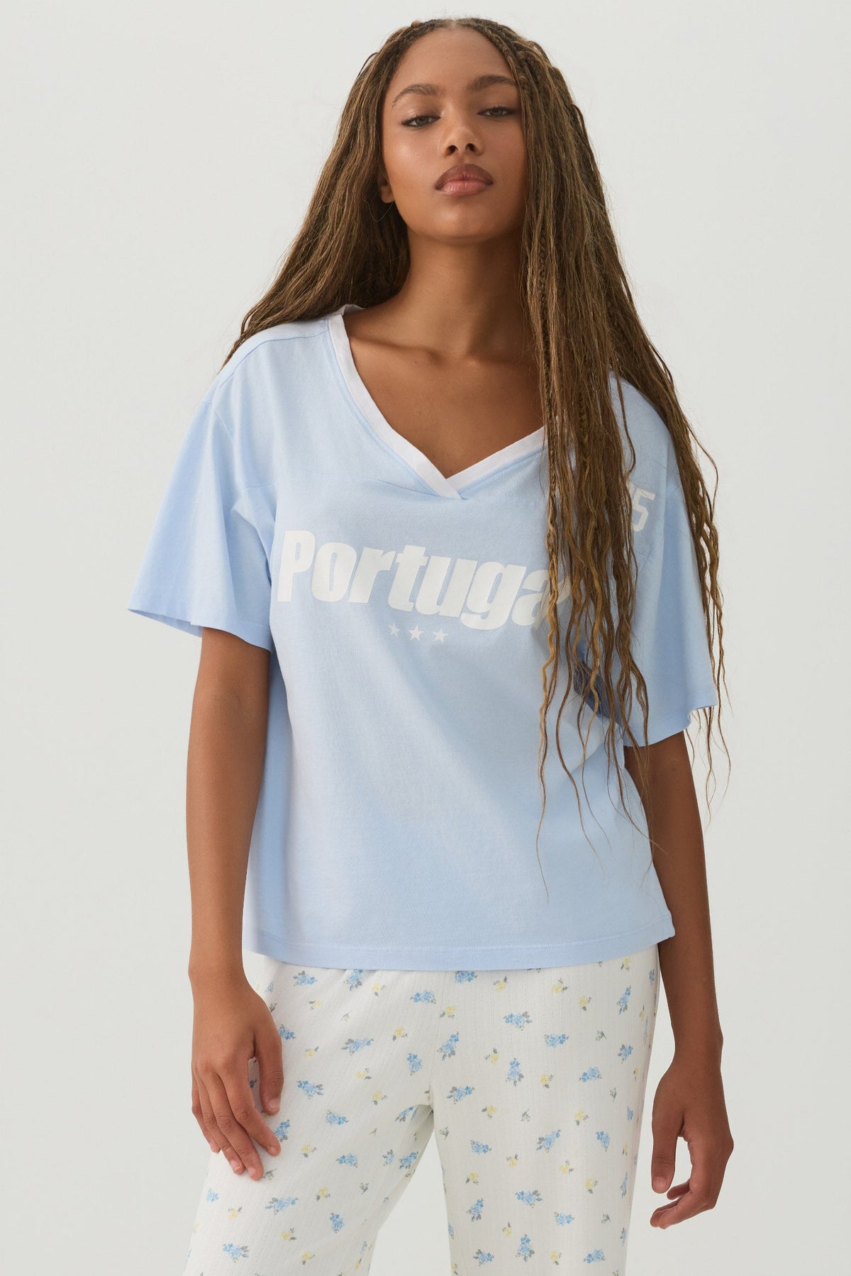 Oversized V-Neck PJ T-Shirt