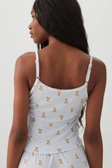 Bear Print Super Soft Rib PJ Tank Top