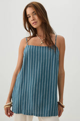 Linen Blend Tunic Tank Top