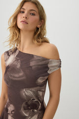 Floral Cowl Neck Mini Dress
