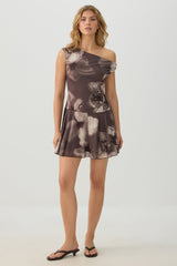 Floral Cowl Neck Mini Dress