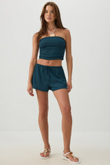 Ultra Cropped Shirred Tube Top