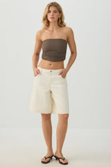 Ultra Cropped Shirred Tube Top