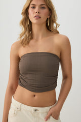 Ultra Cropped Shirred Tube Top