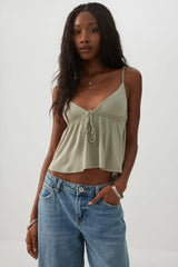 Tie Front Babydoll Tank Top