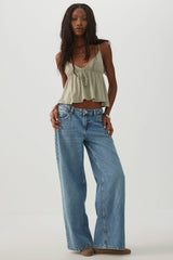Tie Front Babydoll Tank Top