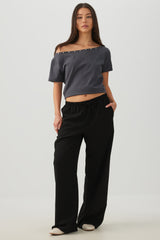 Studded Off Shoulder T-Shirt