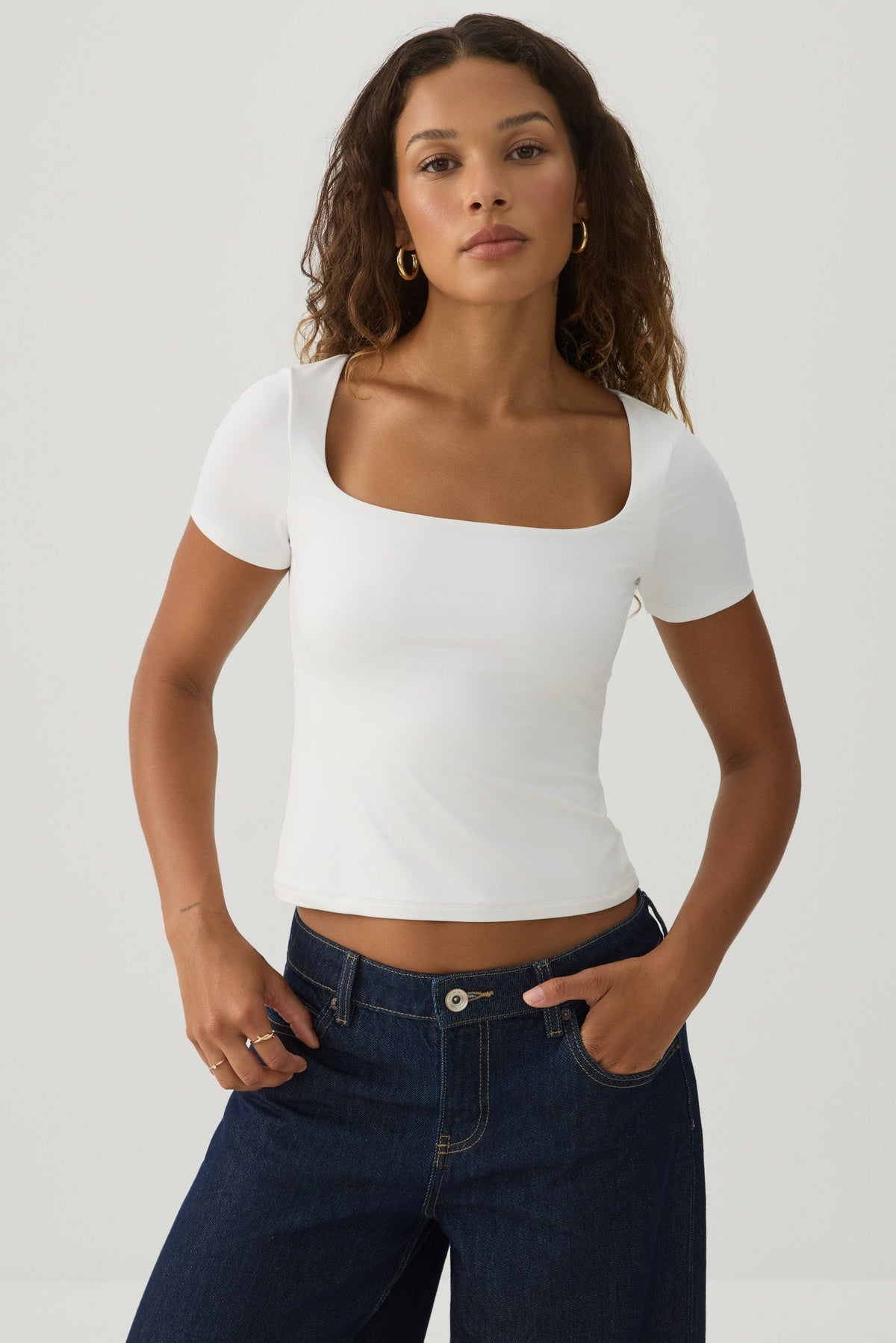 PURAFORMâ¢ Crop Square Neck T-Shirt