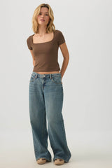 PURAFORMâ¢ Crop Square Neck T-Shirt