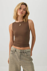 PURAFORMâ¢ Cropped Boat Neck Tank Top