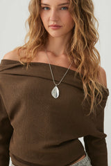 Off Shoulder Textured Knit Top