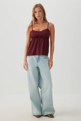Lace Trim Babydoll Tank Top