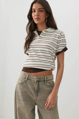 Striped Boxy Polo T-Shirt