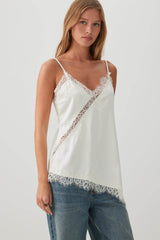 Asymmetric Satin Lace Trim Tunic