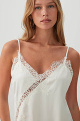 Asymmetric Satin Lace Trim Tunic