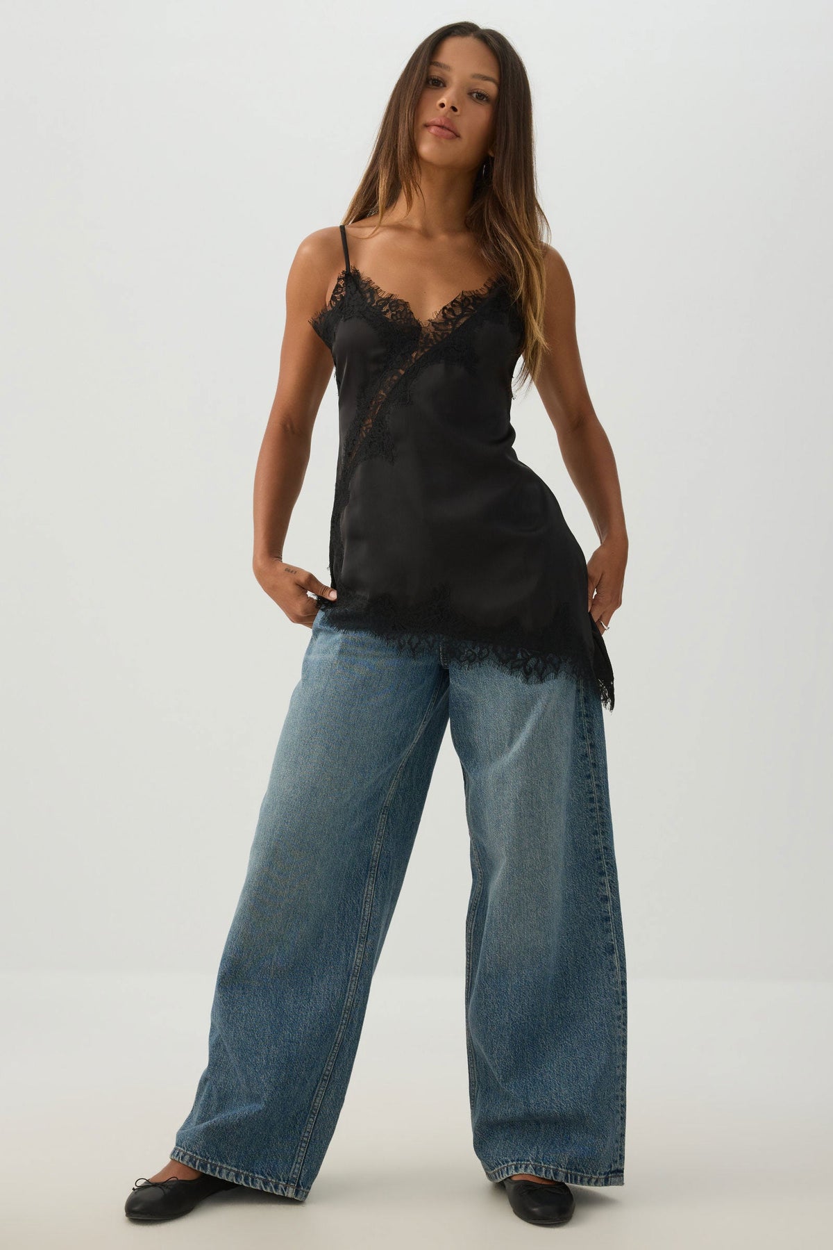 Satin Lace Trim Tunic