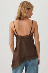 Asymmetric Satin Lace Trim Tunic