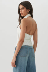 Satin Cowl Neck Halter Top